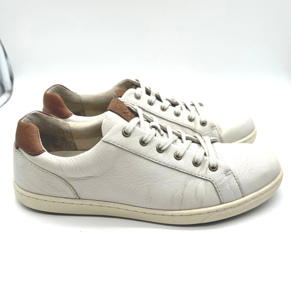 Born Mens Leather Sneakers Off White Brown Low Top Lace Up Shoes F78003